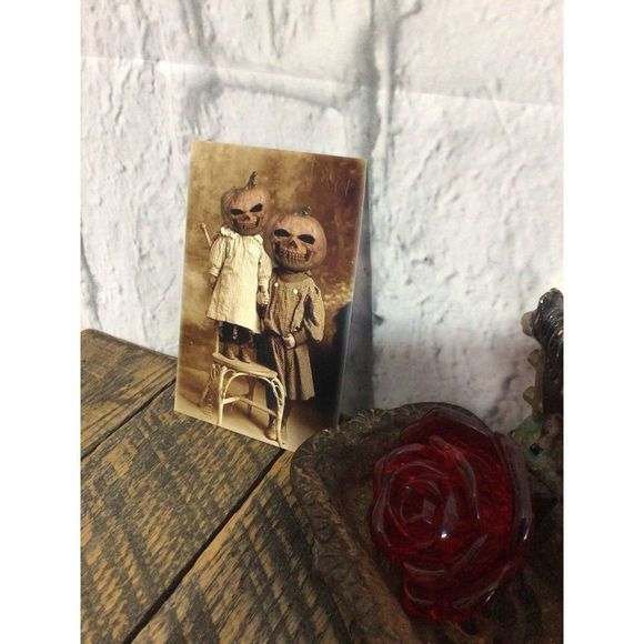 Pumpkin Heads Odd Bizarre Reprint Photo Antique Reprint Kids with Pumpkin Heads - Picture 13 of 13